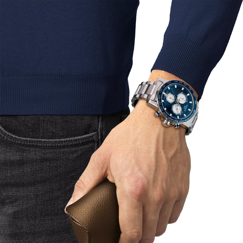 Tissot Supersport Chrono Blue Dial Stainless Steel Men&