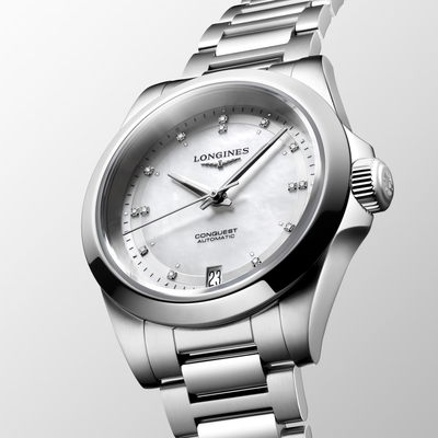 Longines Conquest 34mm Mother Of Pearl Dial Automatic Women's Watch