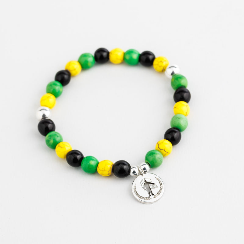 Steffans Special Edition Courtney Lawes Testimonial Howlite & Silver Bead Bracelets - With Charm