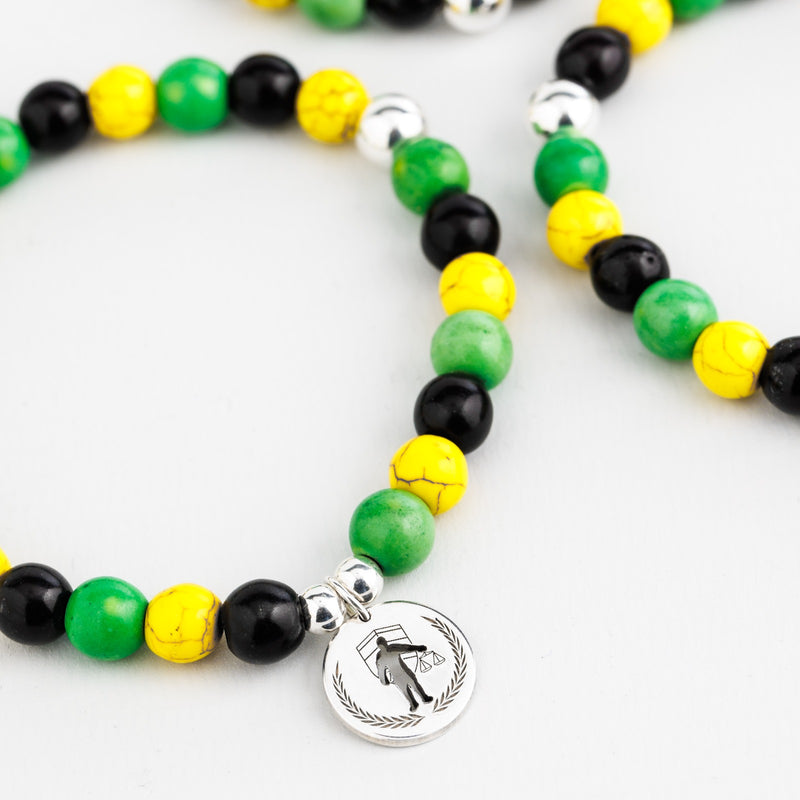 Steffans Special Edition Courtney Lawes Testimonial Howlite & Silver Bead Bracelets - With Charm