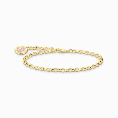 Thomas Sabo Gold Plated Member Charm Bracelet With Pink Charmista Coin
