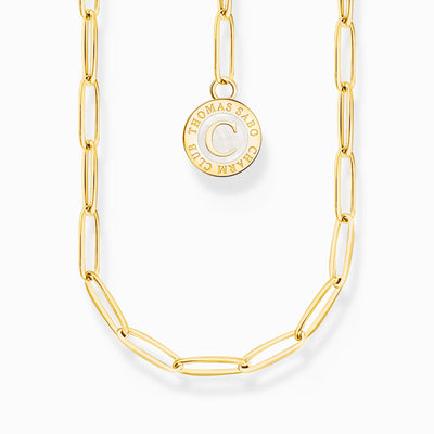 Thomas Sabo Gold Plated Member Charm Necklace With White Charmista Disc