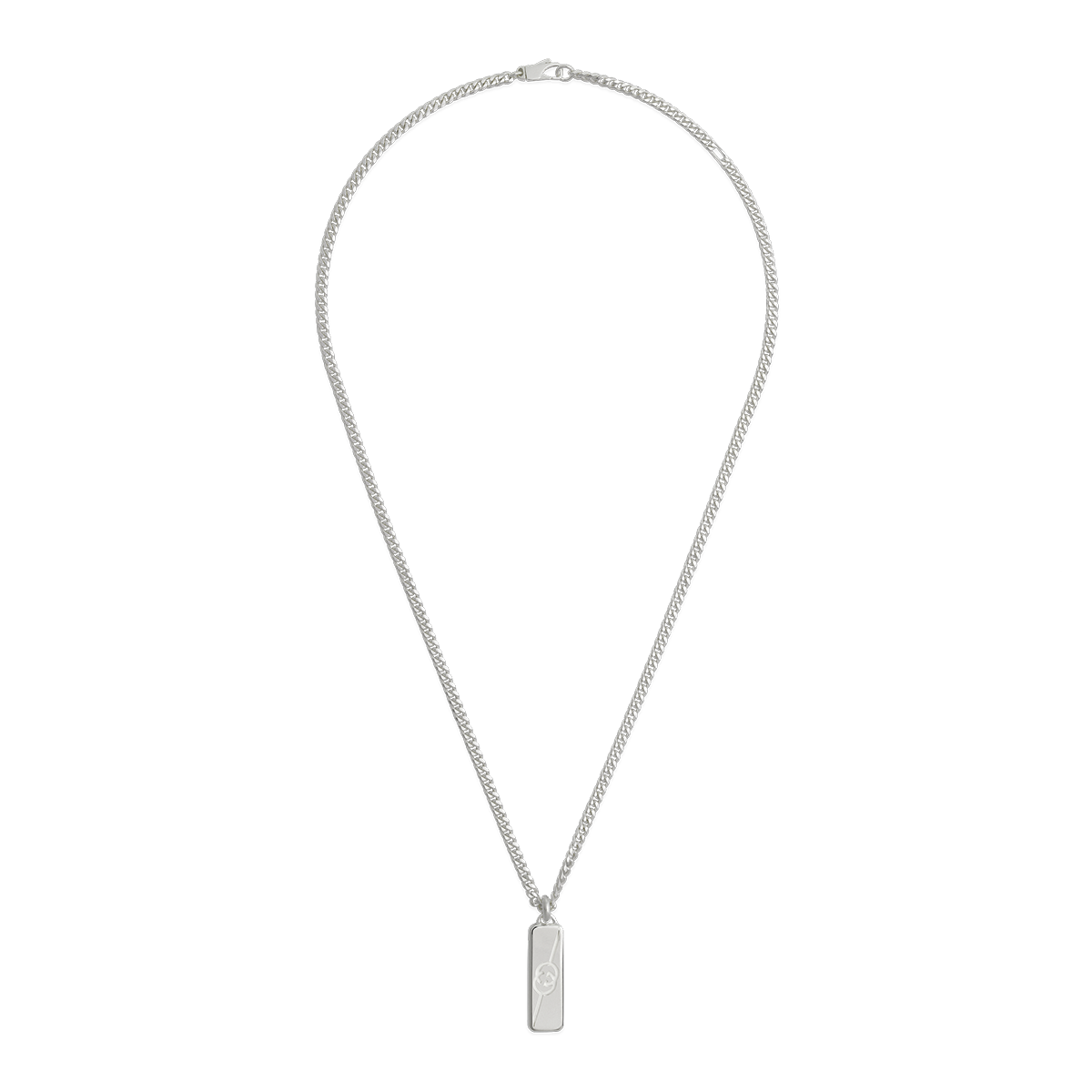 Gucci Tag Interlocking Sterling Silver Pendant Necklace