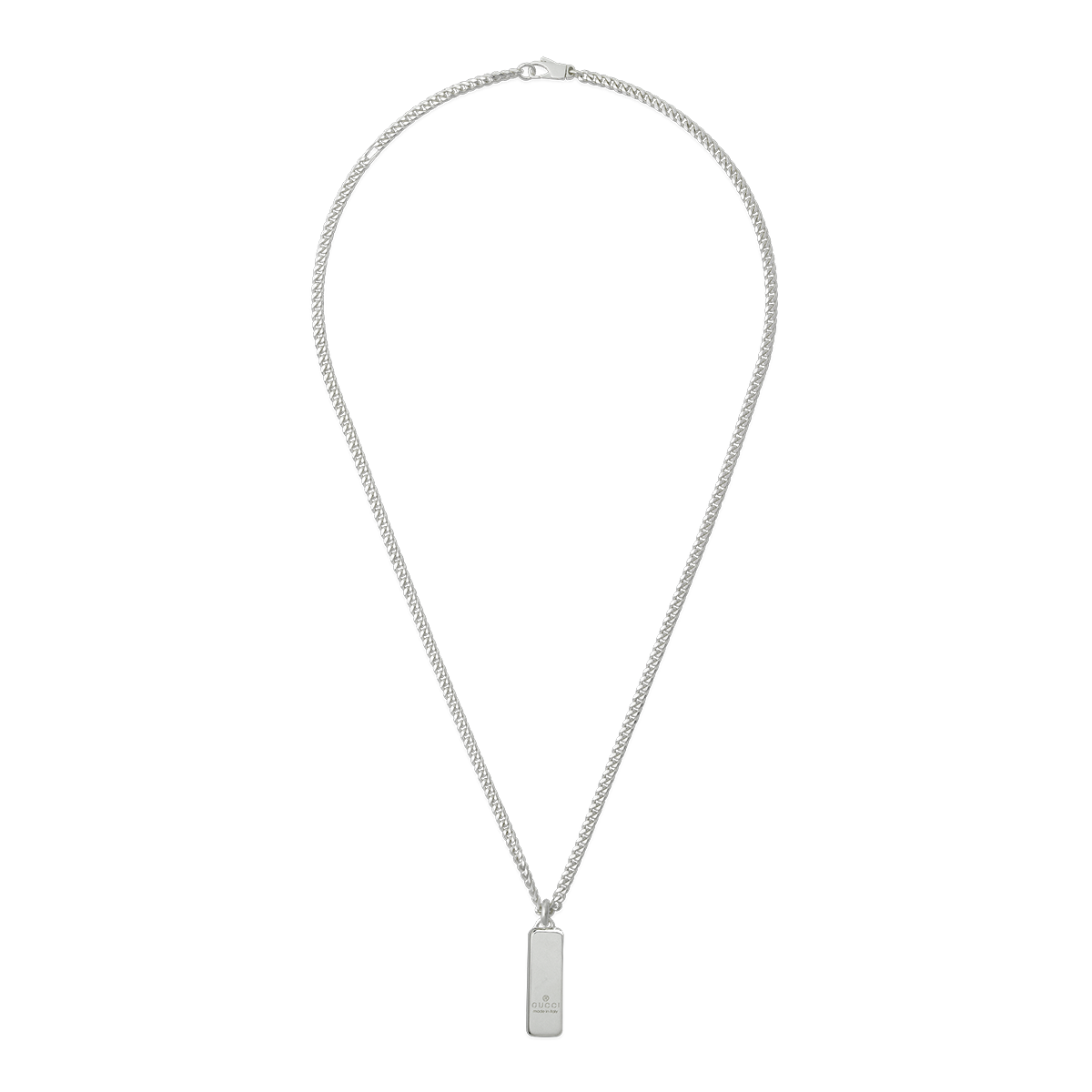 Gucci Tag Interlocking Sterling Silver Pendant Necklace