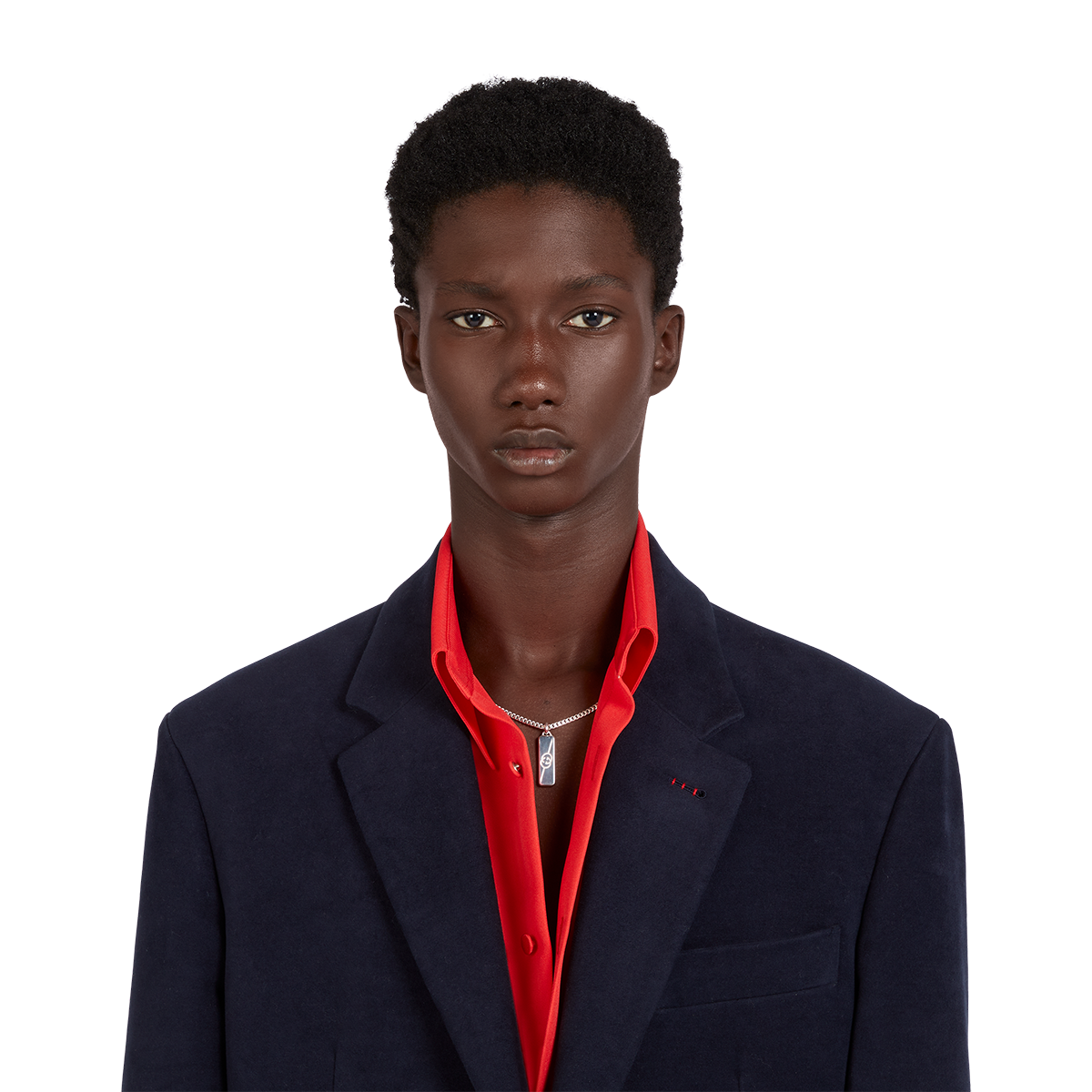 Gucci Tag Interlocking Sterling Silver Pendant Necklace