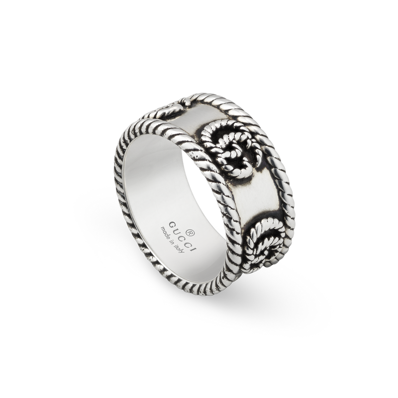 Gucci GG Marmont Aged Sterling Silver 9mm Ring