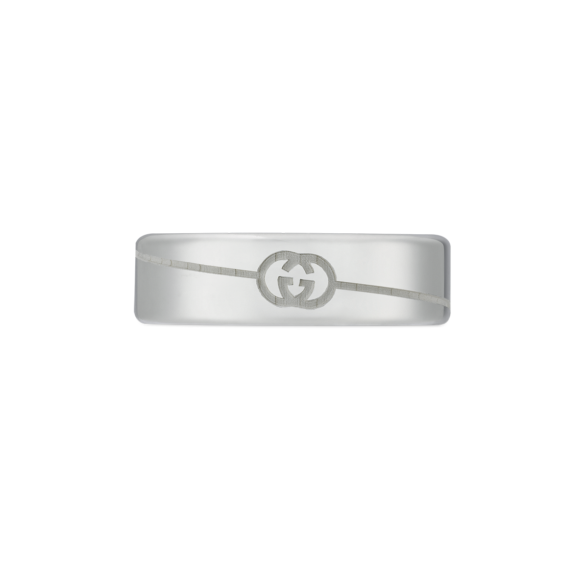Gucci Tag Interlocking 6mm Sterling Silver Ring