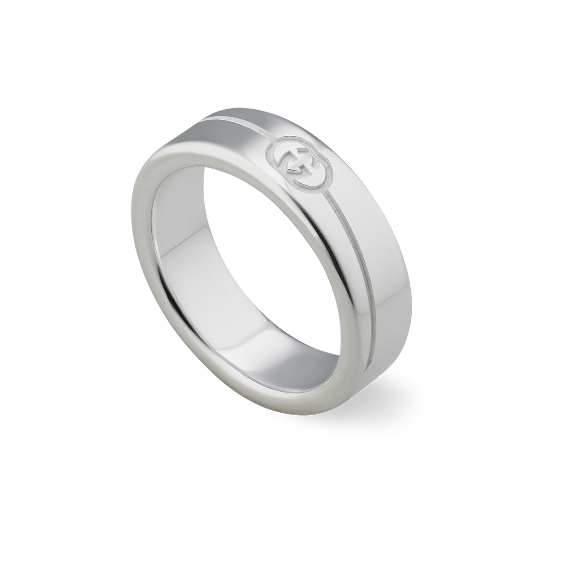 Gucci Tag Interlocking 6mm Sterling Silver Ring