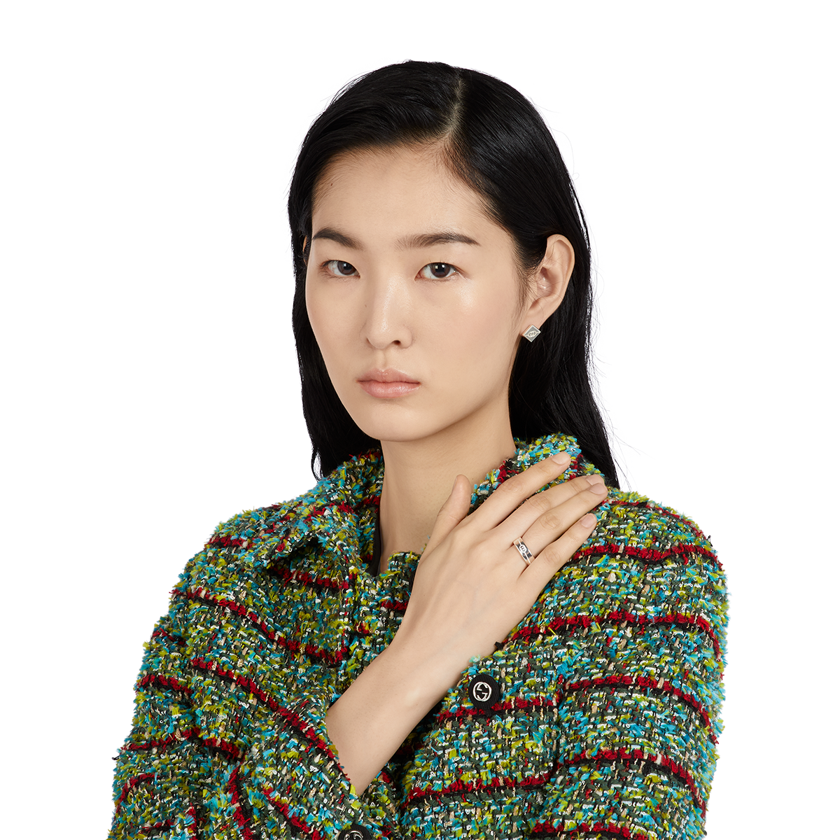 Gucci Tag Interlocking 6mm Sterling Silver Ring