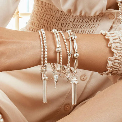 ChloBo Iconic Noodle Ball Open Heart & Angel Wing Bracelet