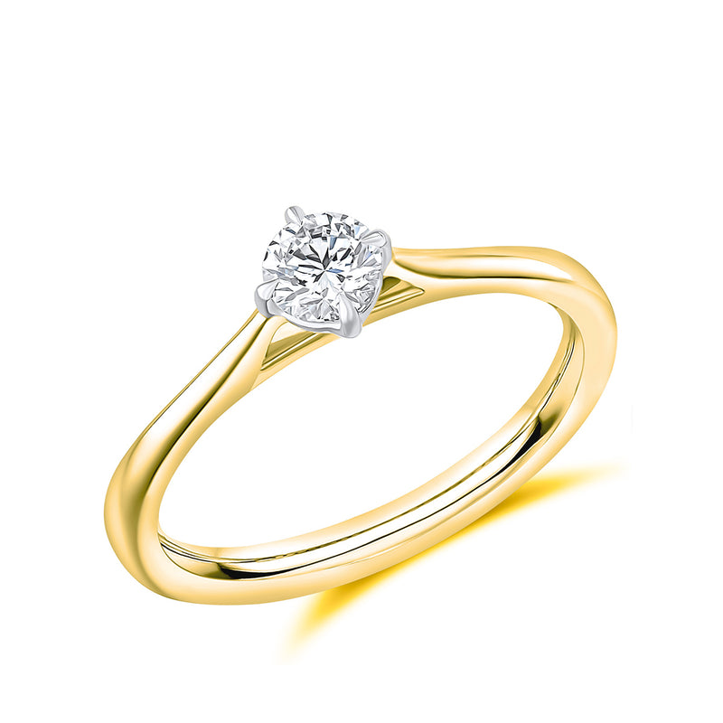 18ct Yellow & White Gold 0.30ct Round Brilliant Cut Solitaire Diamond Ring