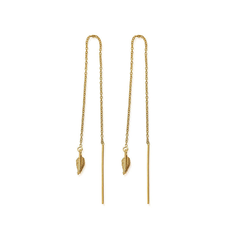 ChloBo Gold Plated Feather Of Courage Earrings