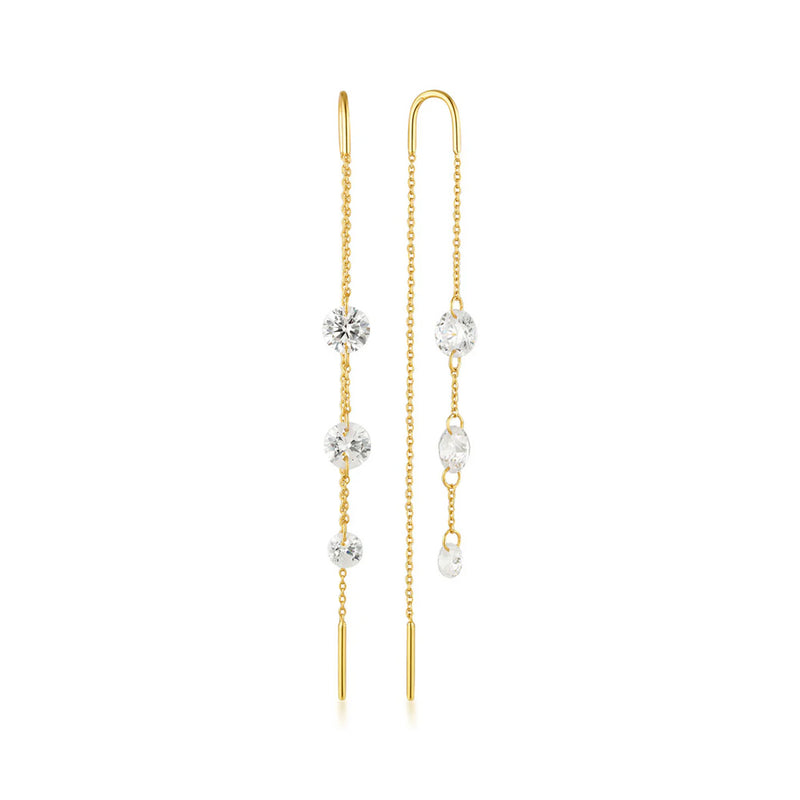 Georgini Mirage Ethereal Yellow Gold Plated & White Cubic Zirconia Threader Earrings