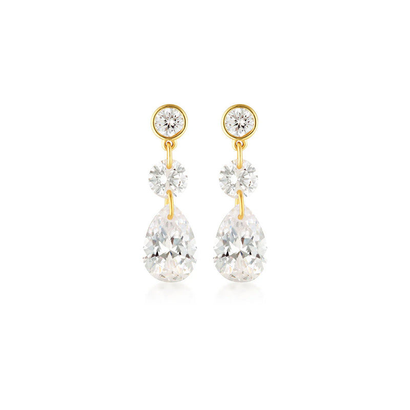 Georgini Yellow Gold Plated & White Mirage Augusta Earrings