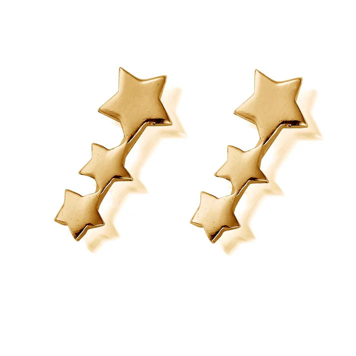 ChloBo Yellow Gold Plated Shooting Star Cuff Earrings Gold