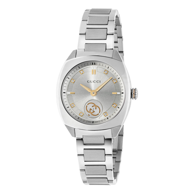 Gucci Interlocking 29mm Silver Quartz Women&