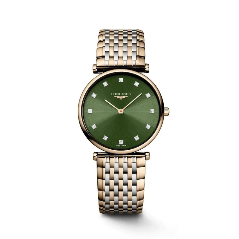 La Grande Classique de Longines 29 mm Green Quartz Ladies Watch Diamond Dot Dial