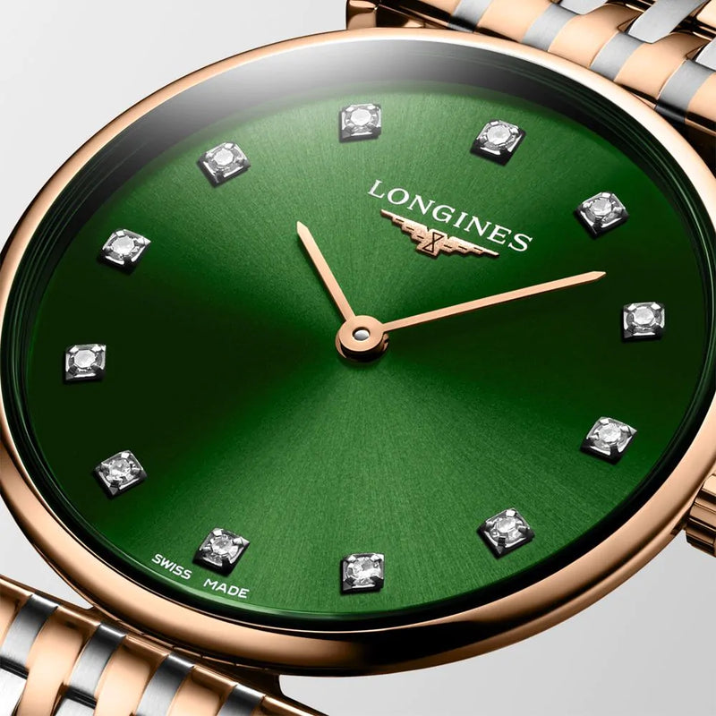 La Grande Classique de Longines 29 mm Green Quartz Ladies Watch Diamond Dot Dial