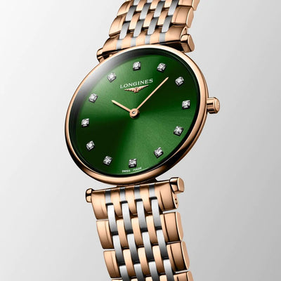 La Grande Classique de Longines 29 mm Green Quartz Ladies Watch Diamond Dot Dial