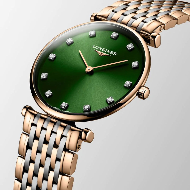 La Grande Classique de Longines 29 mm Green Quartz Ladies Watch Diamond Dot Dial