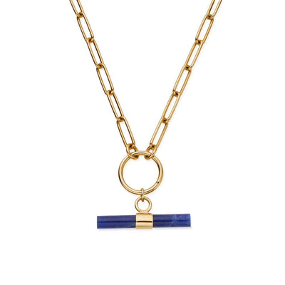 ChloBo  18ct gold plating Sodalite T-Bar Necklace