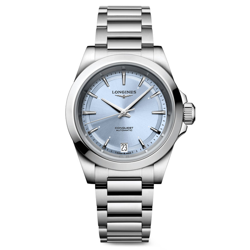 Longines Conquest 34mm Powder Blue Automatic Ladies Watch