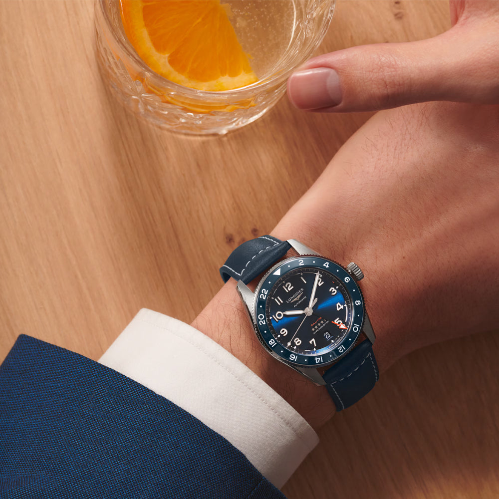 Longines 39mm Spirit Zulu Time Blue Dial Men's Watch