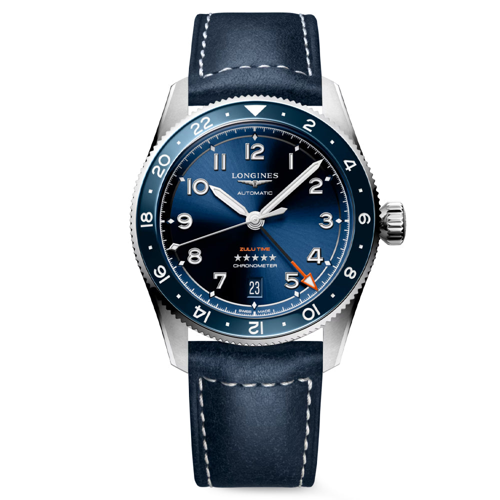 Longines 39mm Spirit Zulu Time Blue Dial Men's Watch