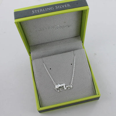 Sterling Silver Elephant Mother and Baby Necklace