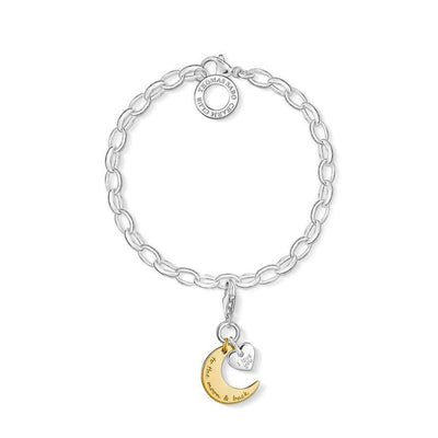 Thomas Sabo Sterling Silver Moon Heart Charm Club Bracelet