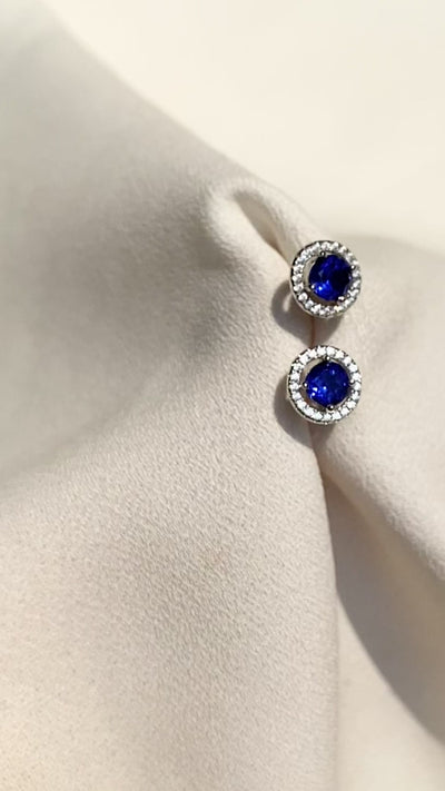 CARAT* London Sterling Silver Gwen Sapphire Blue Earrings