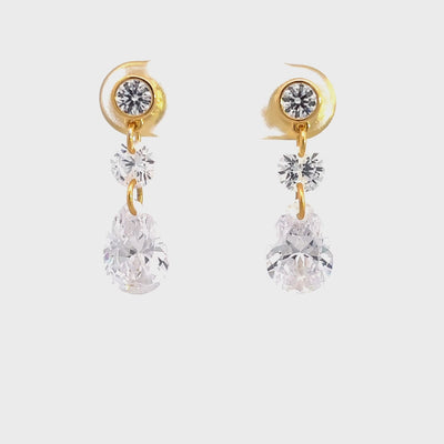 Georgini Yellow Gold Plated & White Mirage Augusta Earrings