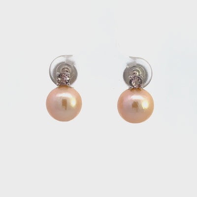 Georgini Sterling Silver Noosa Pink Fresh Water Pearl Earrings