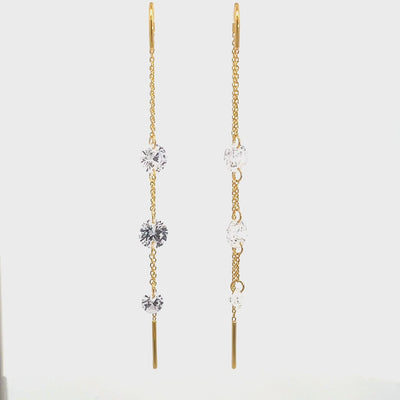 Georgini Mirage Ethereal Yellow Gold Plated & White Cubic Zirconia Threader Earrings