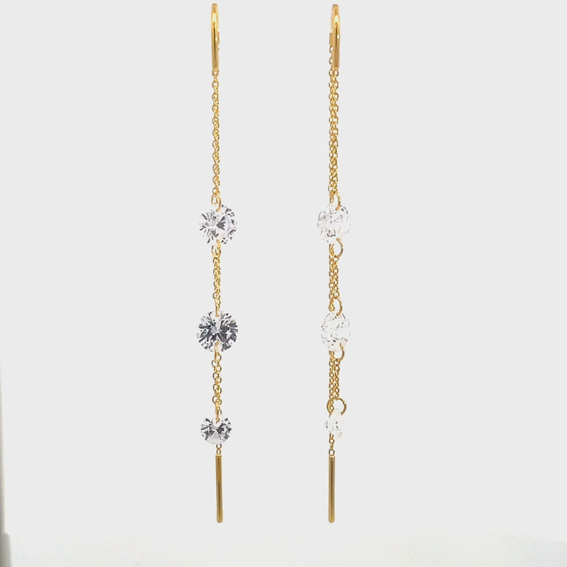 Georgini Mirage Ethereal Yellow Gold Plated & White Cubic Zirconia Threader Earrings