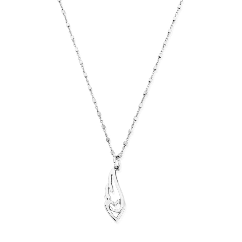 ChloBo Delicate Cube Chain Interlocking Heart And Angel Wing Necklace