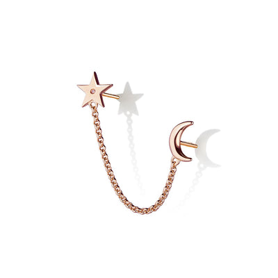 Steff Celestial Moon & Star Chain Link Earring - Steffans Jewellers