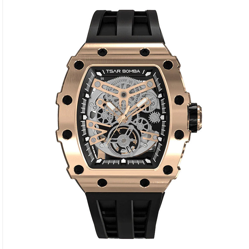 Tsar Bomba Elemental Series-Automatic Rose Gold & Black Men&