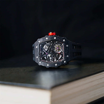 Tsar Bomba Elemental Series-Carbon Fibre Automatic Black Strap Men's Skeleton Watch