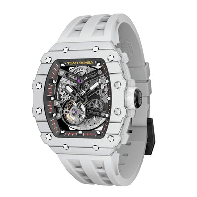 Tsar Bomba Elemental Series-Carbon Fibre Automatic White Strap Men's Watch