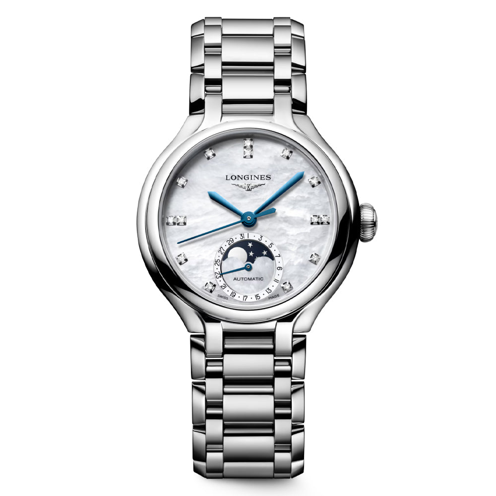 Longines Primaluna 34mm Diamond Dot Moonphase Automatic Ladies Watch
