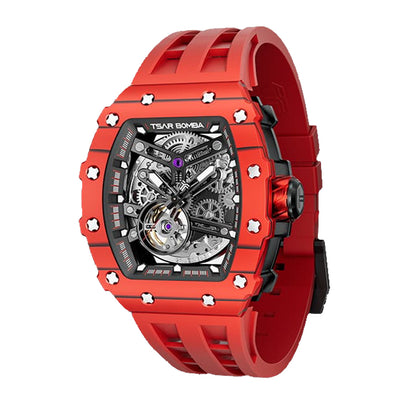 Tsar Bomba Elemental Series-Carbon Fibre Automatic Red Strap Men's Watch