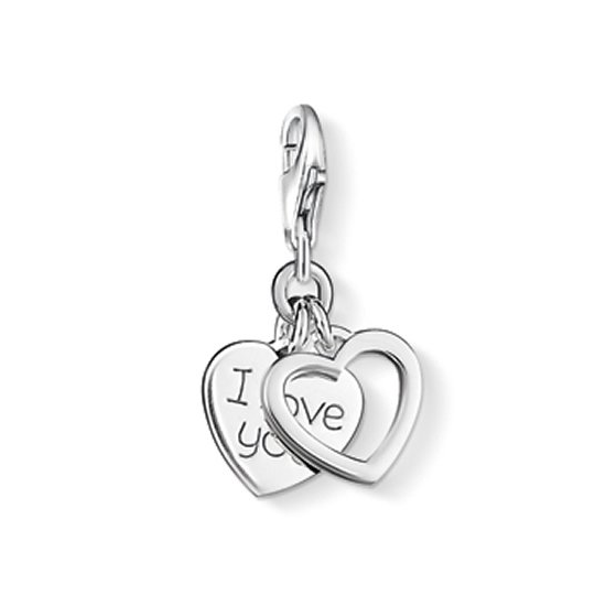 Thomas Sabo Sterling Silver I Love You Double Heart Charm