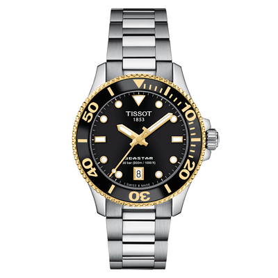 Tissot SeaStar 1000 Stainless Steel Black & Gold Dial Men's Watch