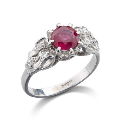 18ct White Gold Ruby & Diamond Ring - Steffans Jewellers