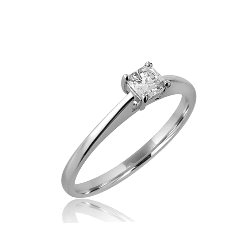 Steffans Cushion Cut Diamond Platinum Solitaire Engagement Ring