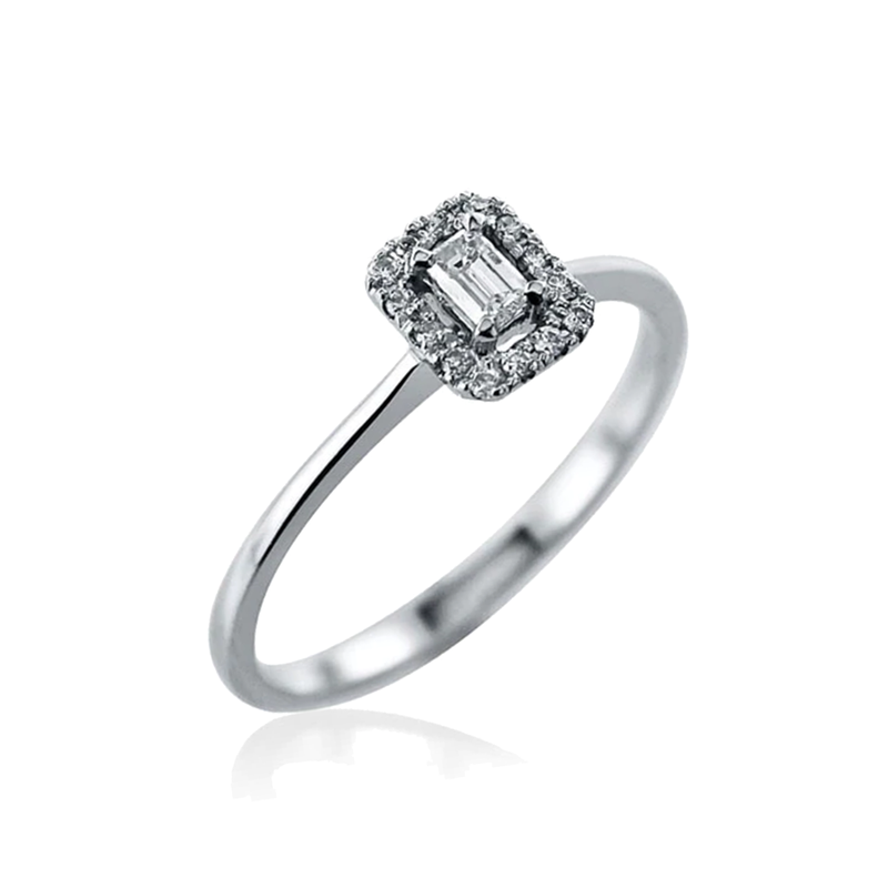 Steffans Emerald Cut & RBC Diamond Platinum Engagement Ring