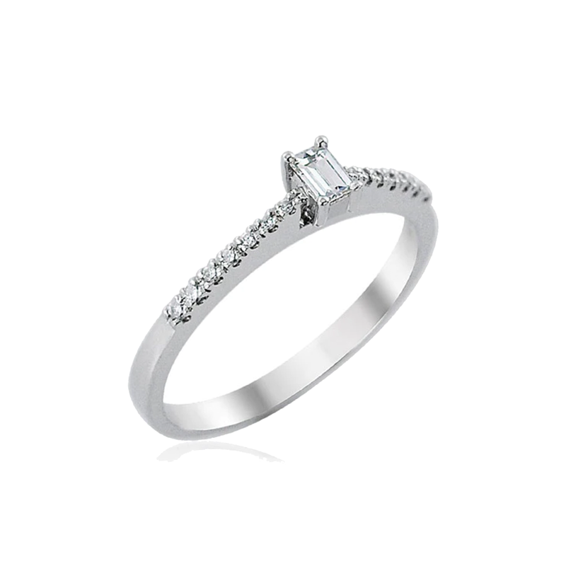 Steffans Baguette Cut Diamond, Platinum Solitaire Engagement Ring