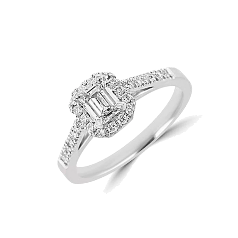 Steffans Emerald & RBC Diamond Frame Platinum Engagement Ring
