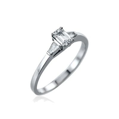 Steffans Emerald Cut Diamond Platinum Solitaire Engagement Ring